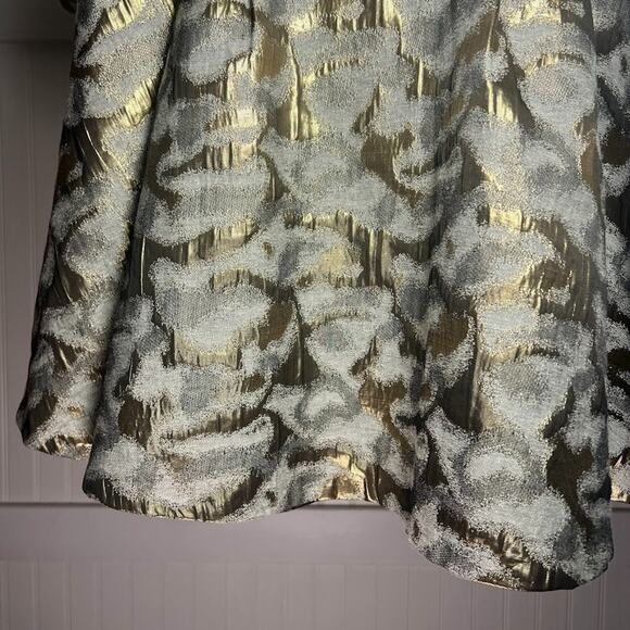 The Limited Pleated Metallic Gold Gray Skirt Zipper A Line XS Camo Print Party - Picture 7 of 12